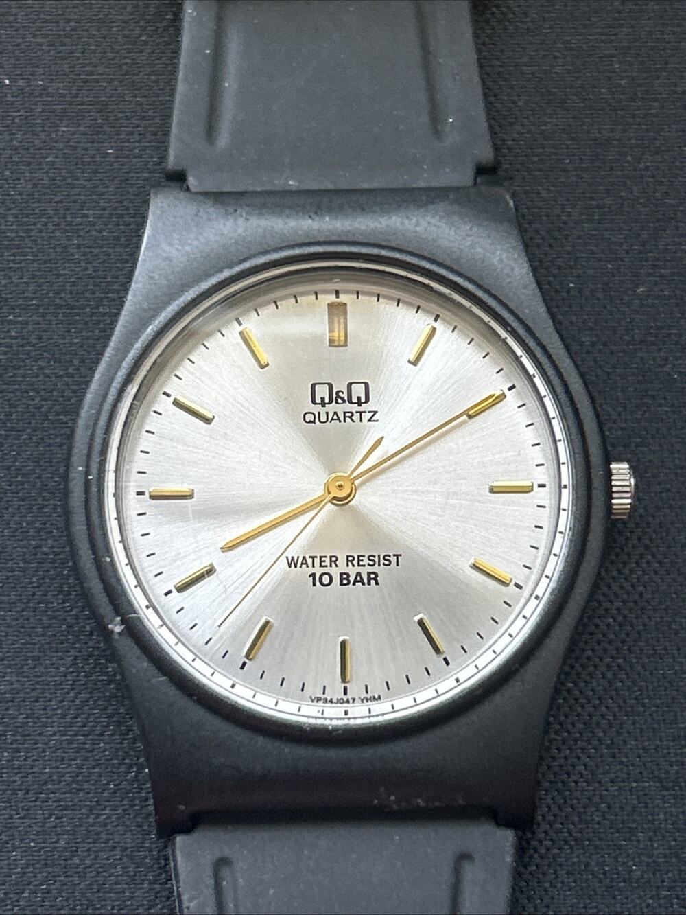 Q&Q Silver Dial Black Case And Band Women’s Quartz Watch